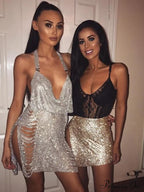 Metal Diamond Nightclub Sexy Backless Flash Dress image 4