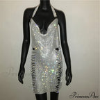 Metal Diamond Nightclub Sexy Backless Flash Dress image 6