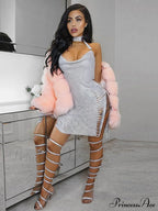 Metal Diamond Nightclub Sexy Backless Flash Dress image 1
