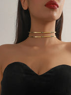 Metal Line Necklace Frosty Style C-shaped Daily Jewelry image 1