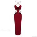 Metal Ring Halter Maxi Party Dress image 3