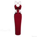 Metal Ring Halter Maxi Party Dress image 3