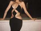Metal Ring Halter Maxi Party Dress image 2