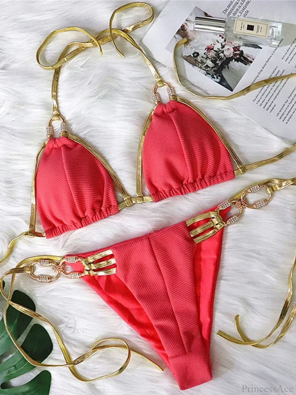 Metal Rings Tassel Diamond Bikini Set image 3