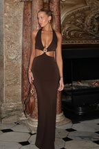 Metallic V Neck Resort Casual Maxi Dress image 3
