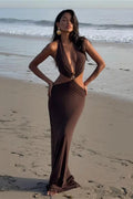 Metallic V Neck Resort Casual Maxi Dress image 1