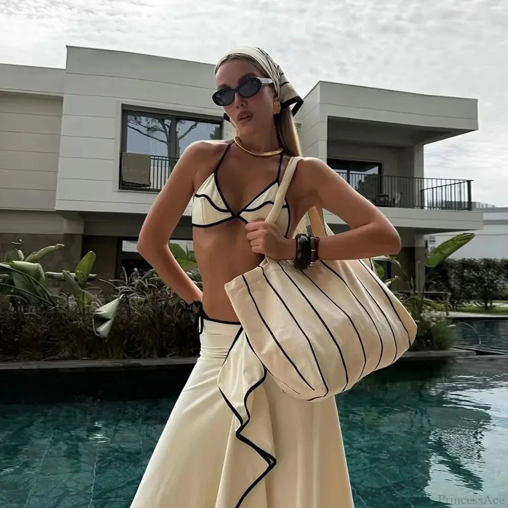 Micro Bikini Set with Long Skirt Three Piece Swimsuit image 3