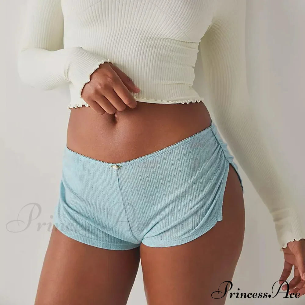 Micro Low Waist Side Slit Mini Pleated Slim Underwear Short image 7