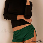 Micro Low Waist Side Slit Mini Pleated Slim Underwear Short image 3