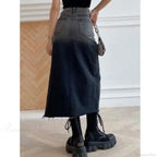 Mid-length Slit Denim Skirt image 6