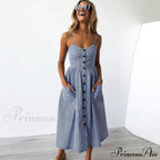 Polka Dot Striped Backless Midi Dress image 13