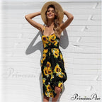Polka Dot Striped Backless Midi Dress image 9