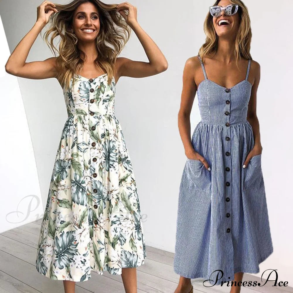 Polka Dot Striped Backless Midi Dress image 3