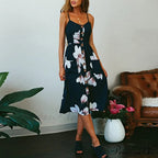 Polka Dot Striped Backless Midi Dress image 6
