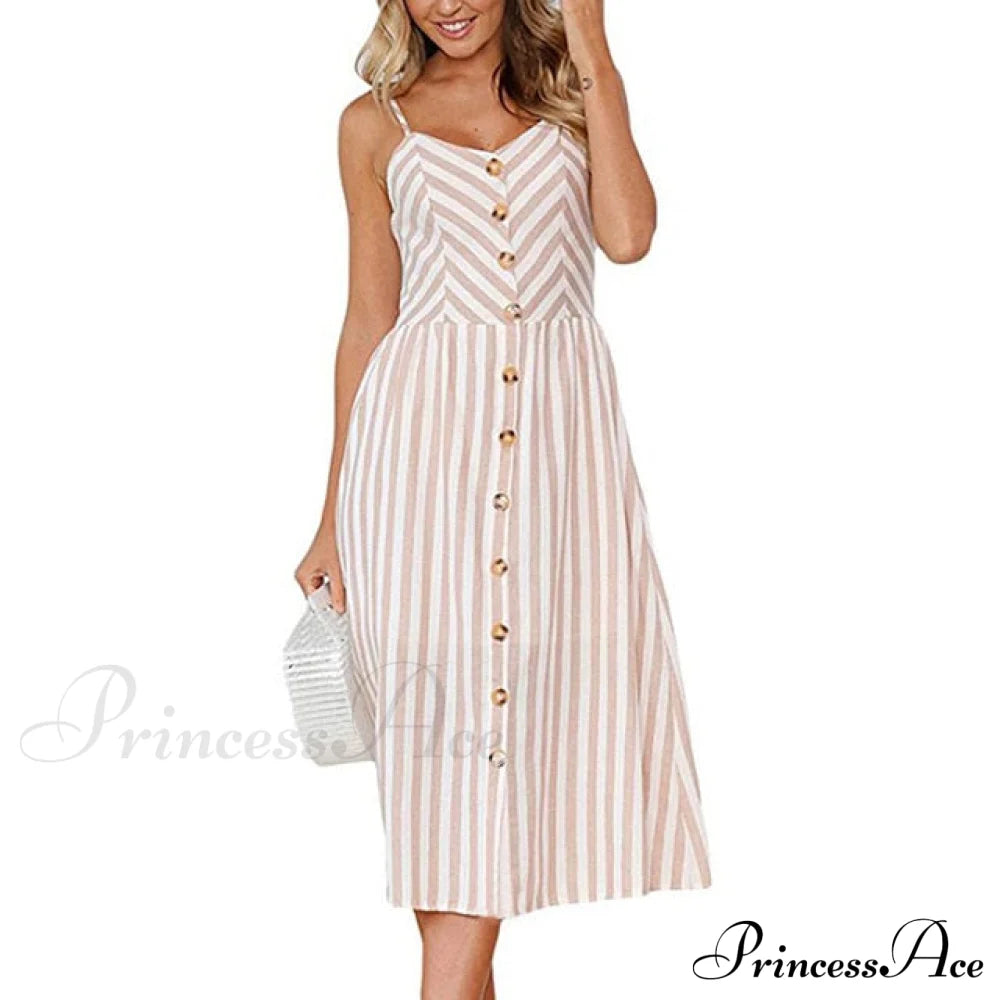 Polka Dot Striped Backless Midi Dress image 5