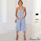 Polka Dot Striped Backless Midi Dress image 1