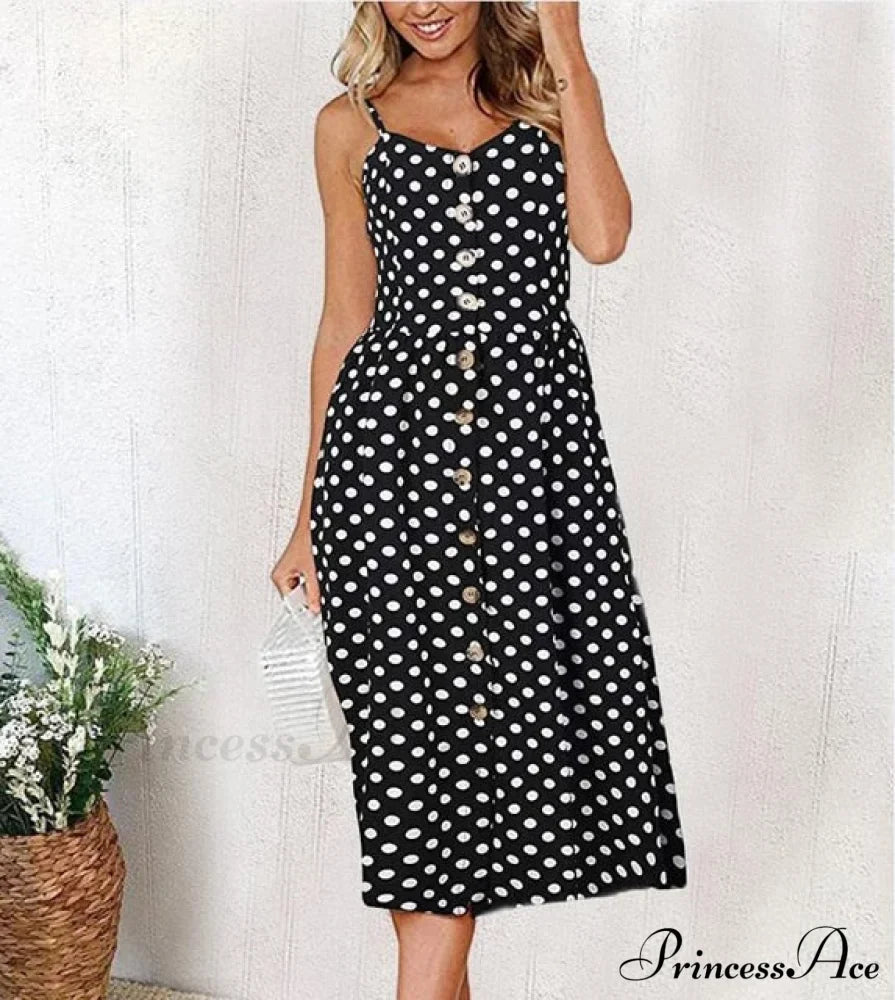 Polka Dot Striped Backless Midi Dress image 15