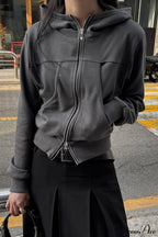 Minimalist Athleisure Slim Fit Zip-Up Hoodie image 4