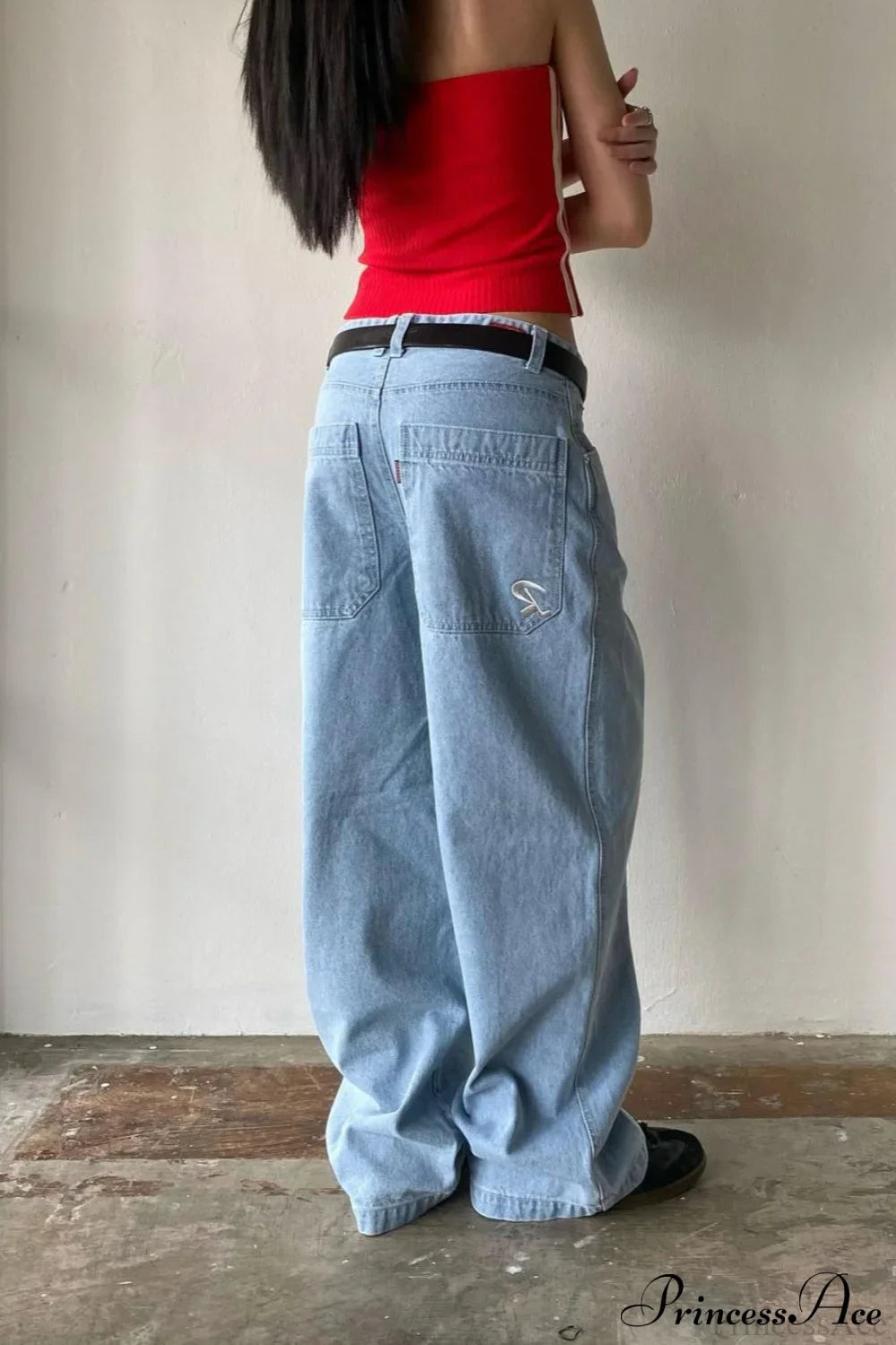 Minimalist Pocket Embroidery Relaxed Wide Leg Jeans image 2