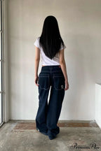 Minimalist Pocket Embroidery Relaxed Wide Leg Jeans image 6