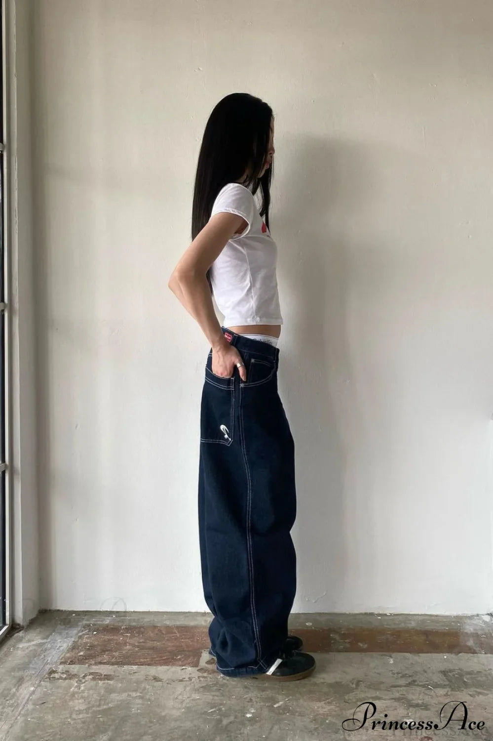 Minimalist Pocket Embroidery Relaxed Wide Leg Jeans image 5