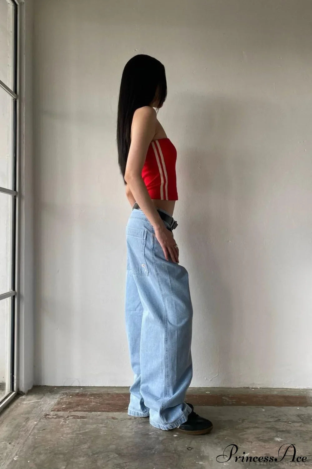 Minimalist Pocket Embroidery Relaxed Wide Leg Jeans image 3