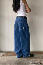 Minimalist Pocket Embroidery Relaxed Wide Leg Jeans image 7