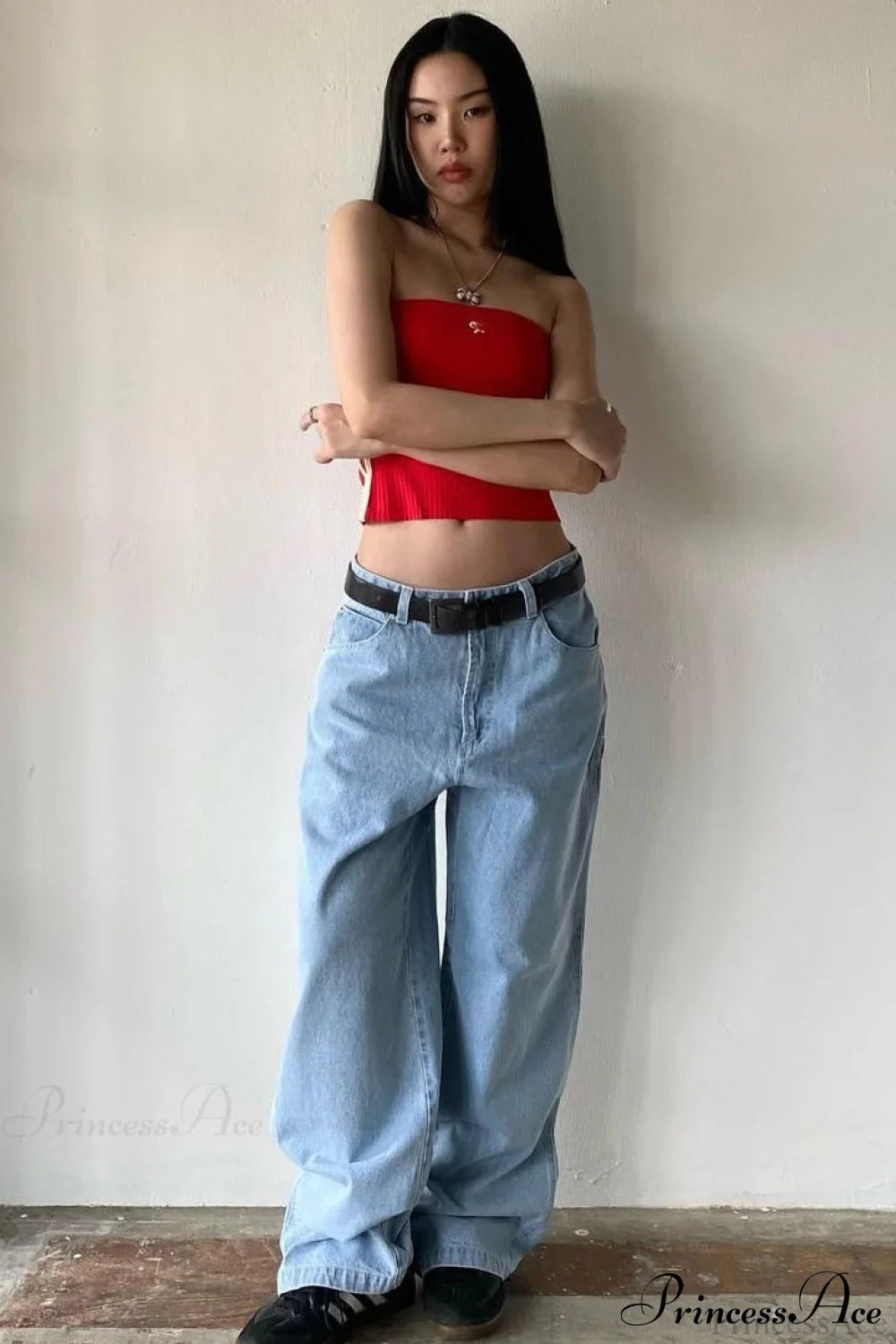 Minimalist Pocket Embroidery Relaxed Wide Leg Jeans image 1
