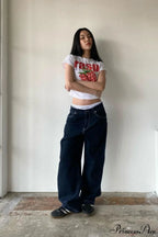 Minimalist Pocket Embroidery Relaxed Wide Leg Jeans image 4
