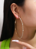 Minimalist Rhinestone Inlaid Chunky Hoop Earrings image 1