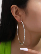 Minimalist Rhinestone Inlaid Chunky Hoop Earrings image 3
