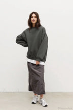 Minimalist Solid Crew Neck Oversize Sweatshirt image 22