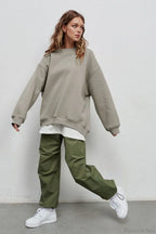 Minimalist Solid Crew Neck Oversize Sweatshirt image 27