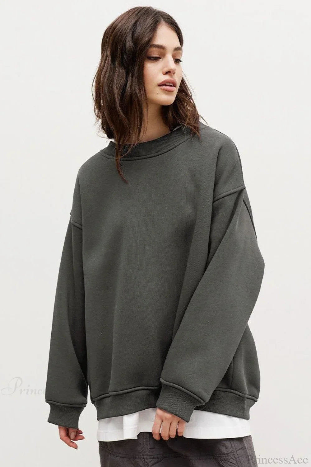 Minimalist Solid Crew Neck Oversize Sweatshirt image 21