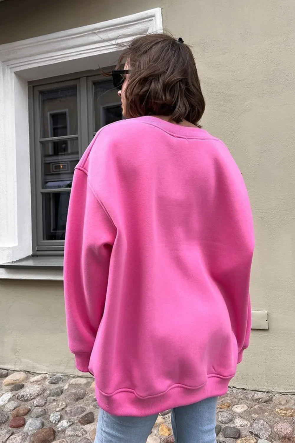 Minimalist Solid Crew Neck Oversize Sweatshirt image 6