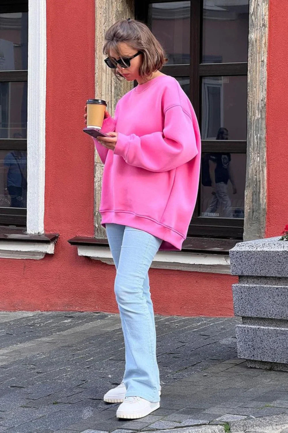 Minimalist Solid Crew Neck Oversize Sweatshirt image 8