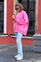 Minimalist Solid Crew Neck Oversize Sweatshirt image 8