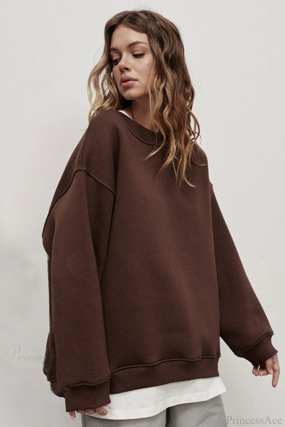 Minimalist Solid Crew Neck Oversize Sweatshirt image 16