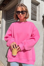 Minimalist Solid Crew Neck Oversize Sweatshirt image 7