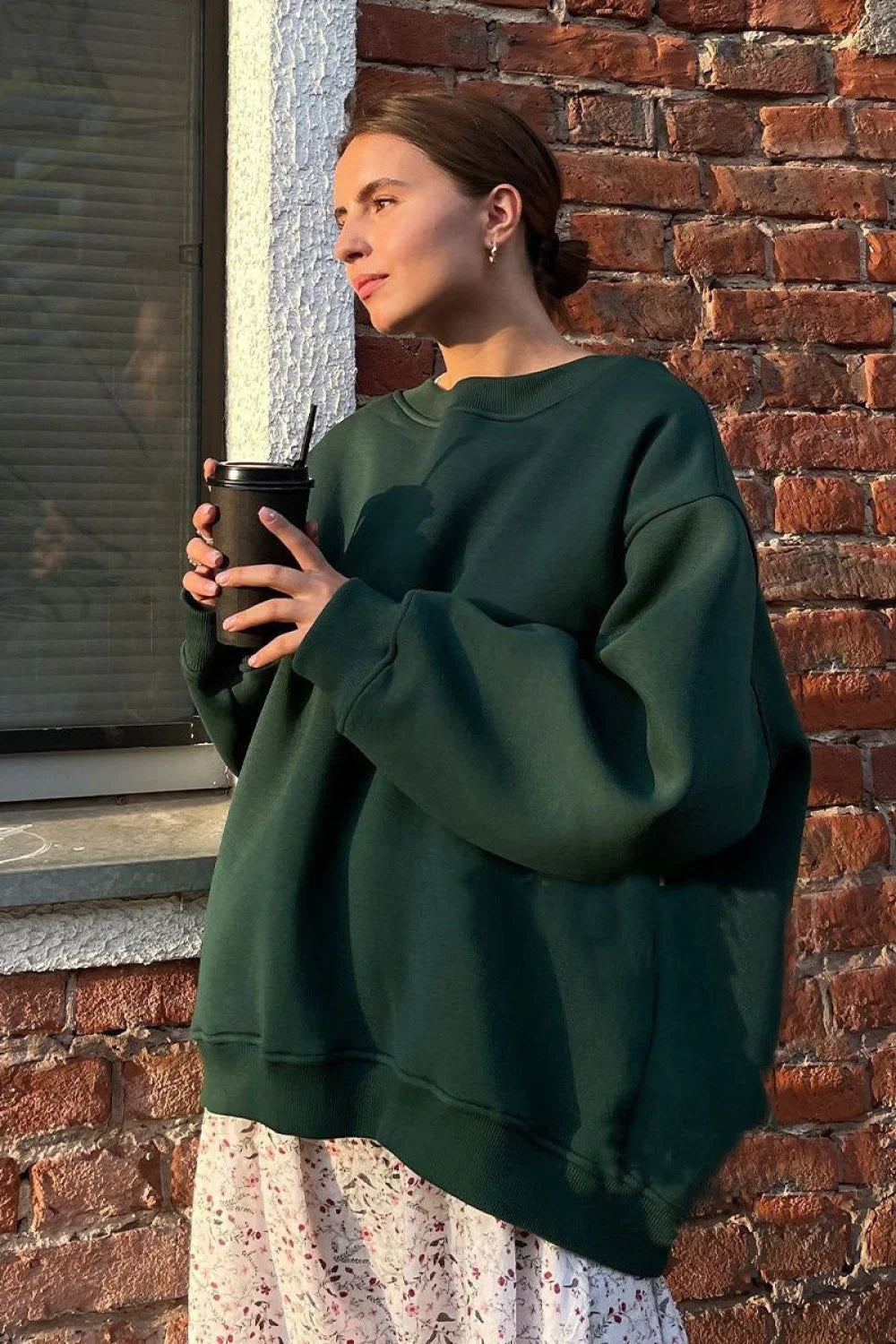 Minimalist Solid Crew Neck Oversize Sweatshirt image 1