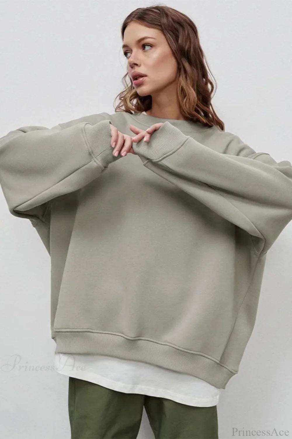 Minimalist Solid Crew Neck Oversize Sweatshirt image 24