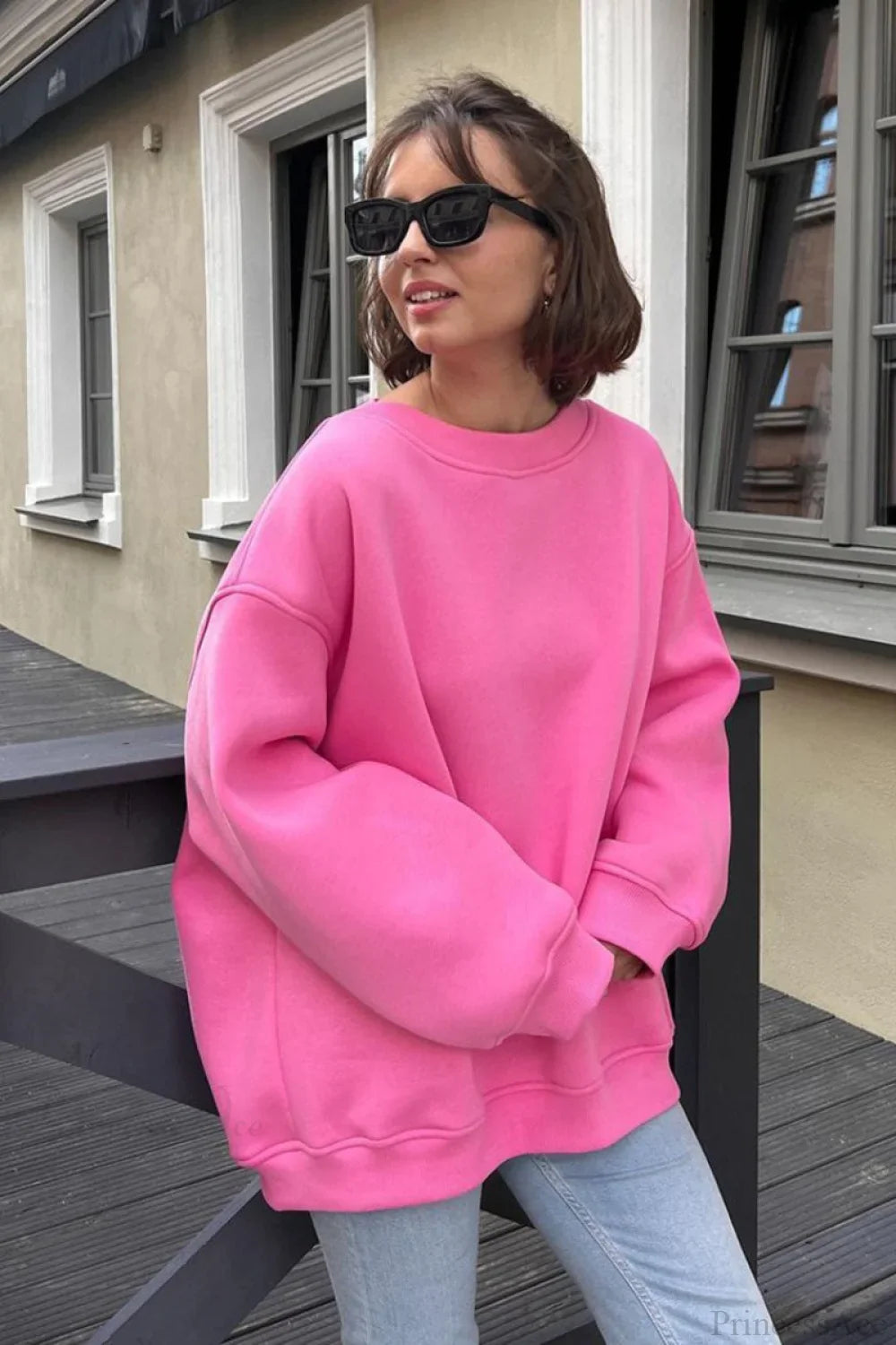 Minimalist Solid Crew Neck Oversize Sweatshirt image 5