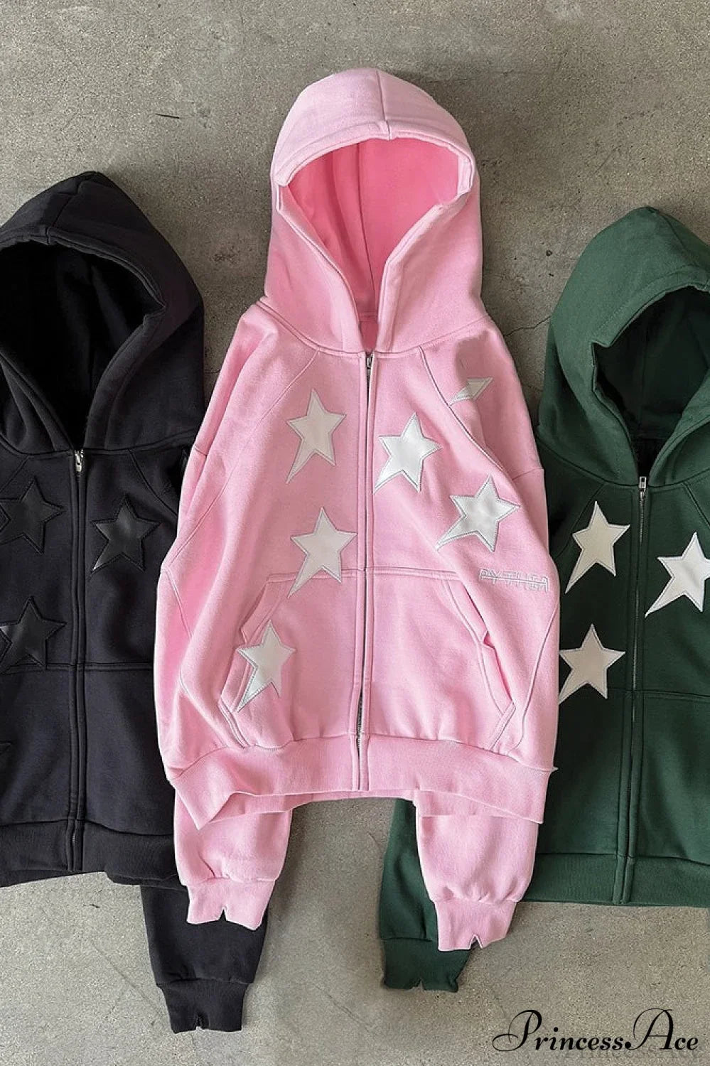 Minimalist Star Print Zip-Up Hoodie image 4