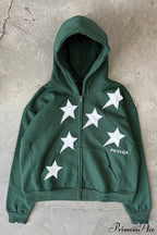 Minimalist Star Print Zip-Up Hoodie image 3