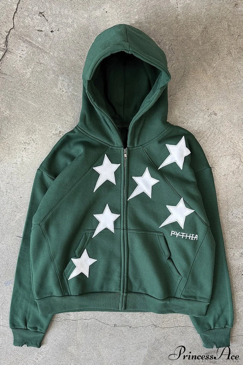 Minimalist Star Print Zip-Up Hoodie image 3