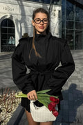 Minimalist Waist Tie Collar Long Sleeve Trench Coat image 1