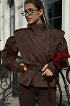 Minimalist Waist Tie Collar Long Sleeve Trench Coat image 3