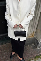 Minimalist White V-Neck Elegant Relaxed Coat image 4