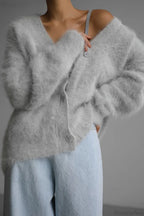 Mink V Neck Faux Fur Cardigan image 6