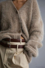 Mink V Neck Faux Fur Cardigan image 5